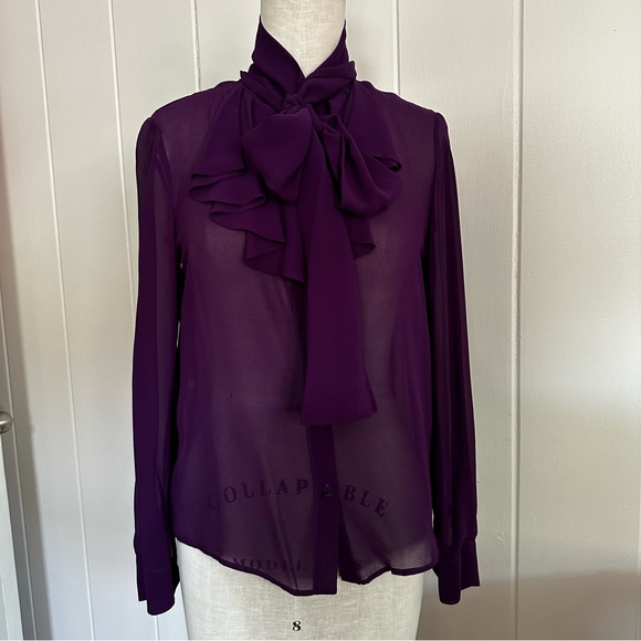 Miu Miu Deep Purple Blouse with Ruffle Detail sz 40 XS-S - Picture 1 of 6